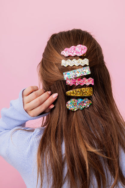 Gold Confetti Hair Clip Set
