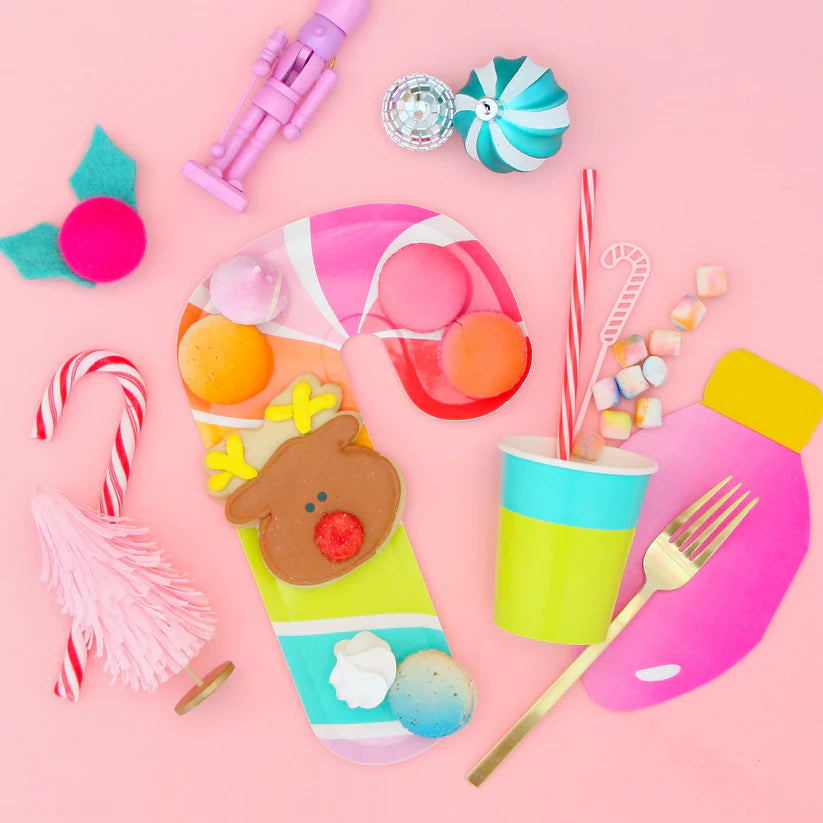 Rainbow Candy Cane Paper Plates