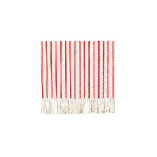 Red Striped Fringe Cocktail Napkin