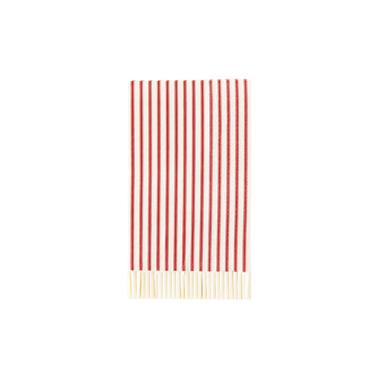 Red Striped Fringe Guest Napkin