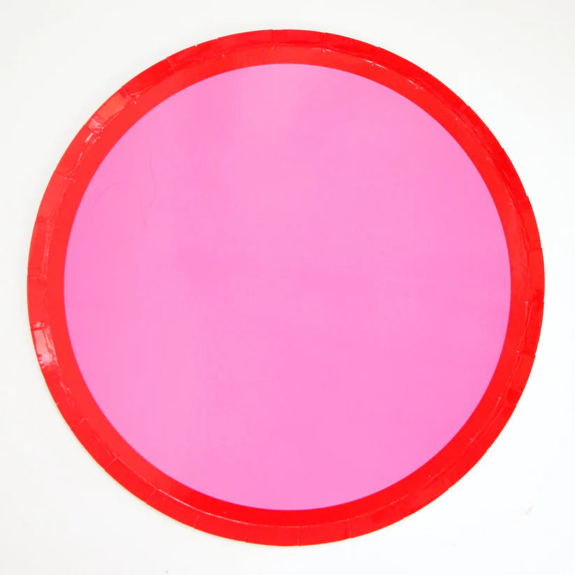 Red & Hot Pink Color Blocked Plate