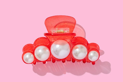 Red + Pearl Claw Clip