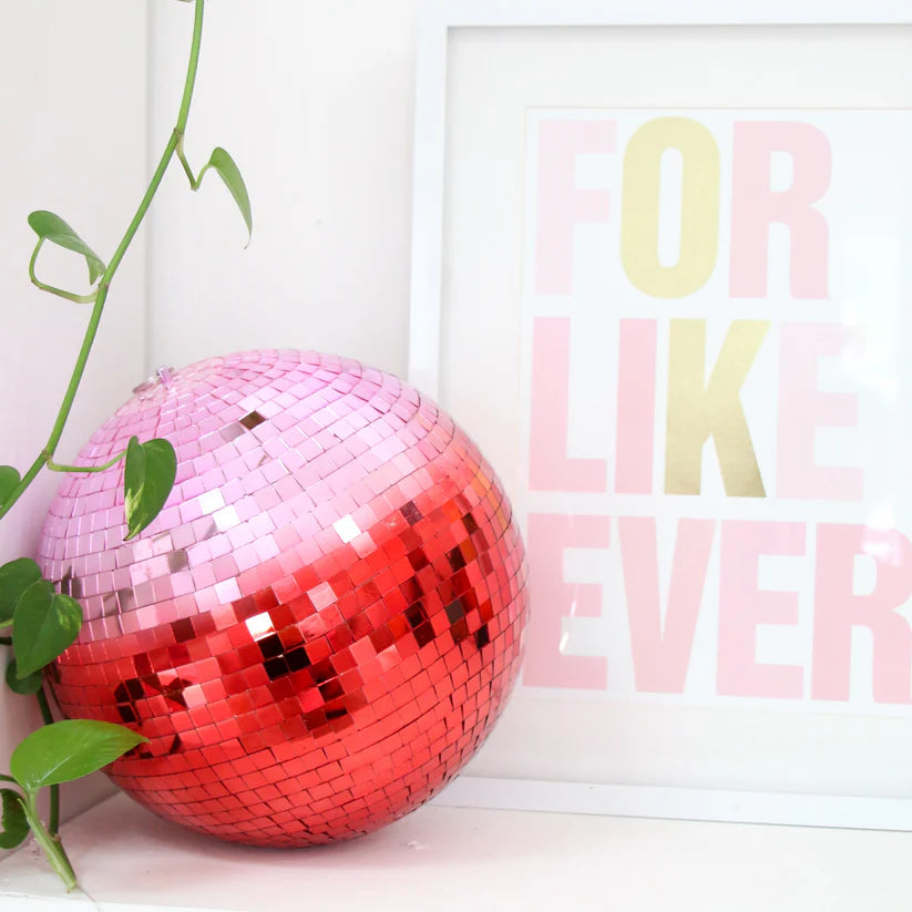 Red and Pink Gradient Disco Ball