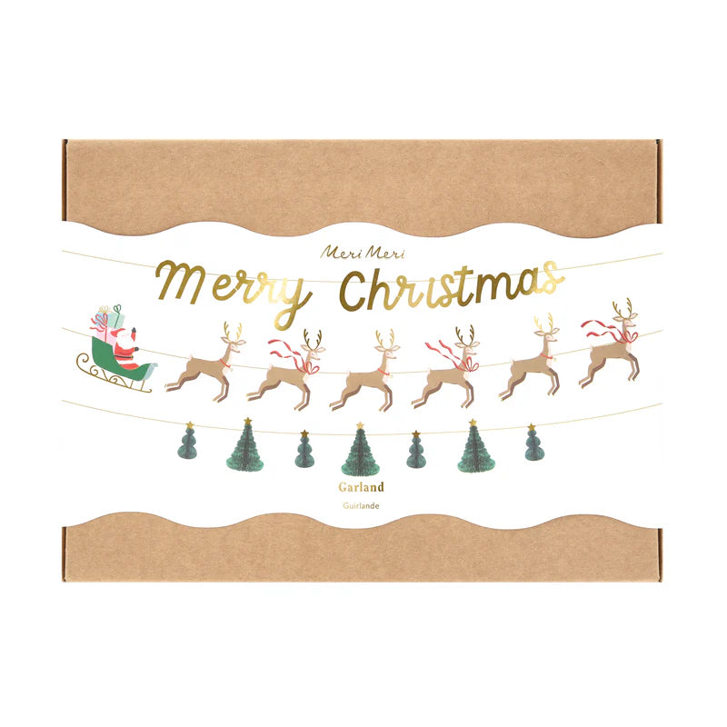 Santa, Sleigh, & Reindeer Garland Set