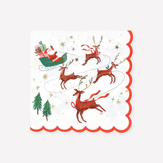 Santa, Sleigh, & Reindeer Napkins