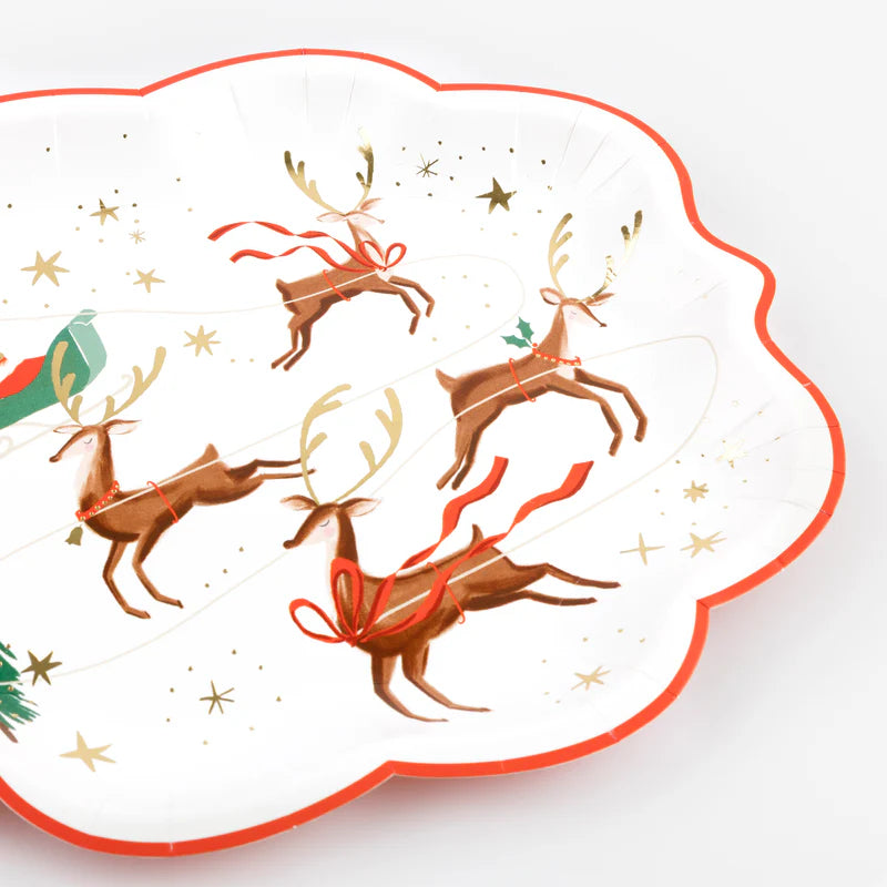 Santa, Sleigh, & Reindeer Plates