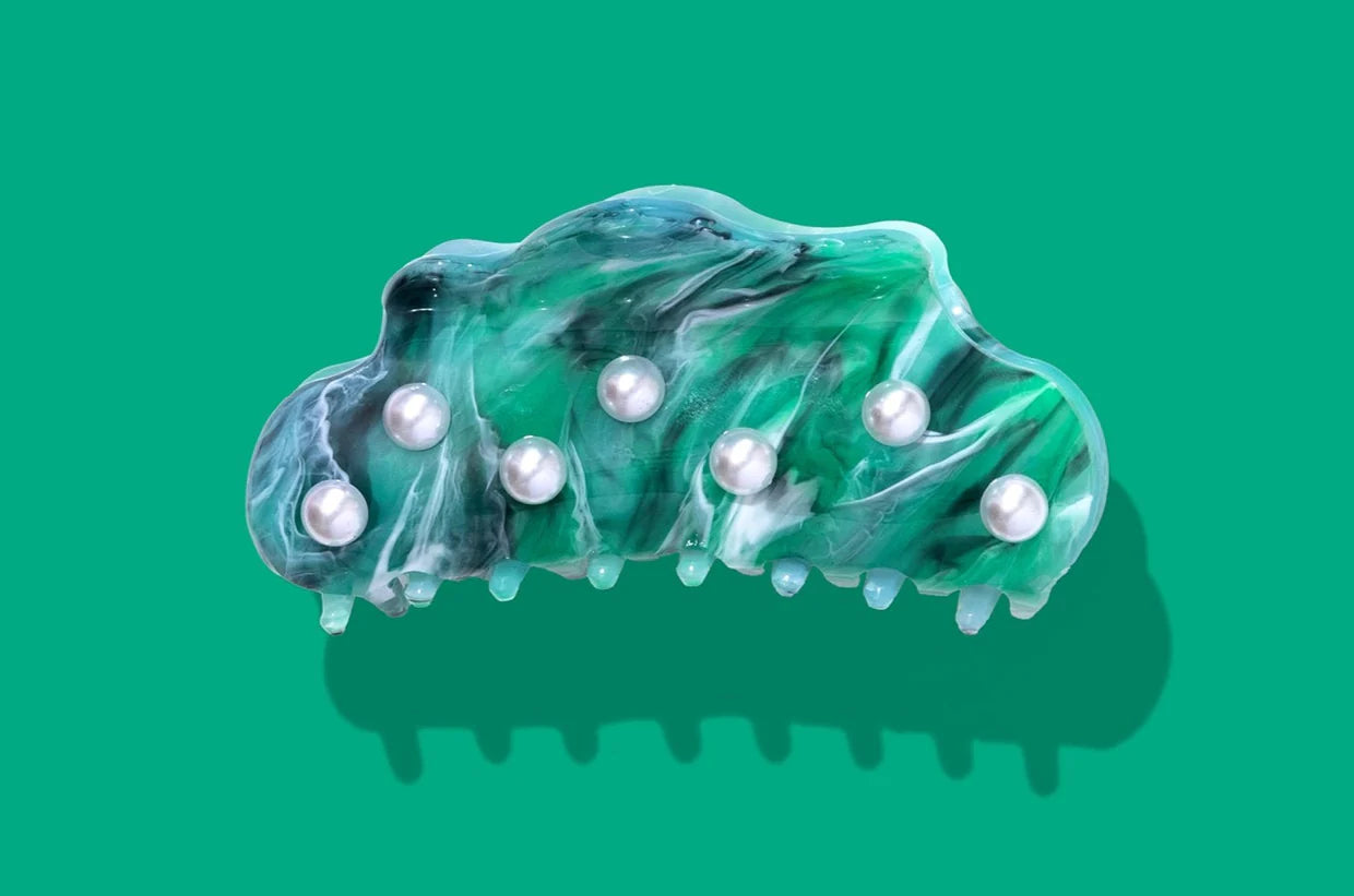 Turquoise + Pearl Claw Clip