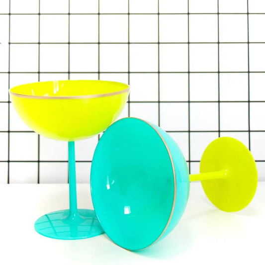 Turquoise and Lime Color Block Coupe Glasses