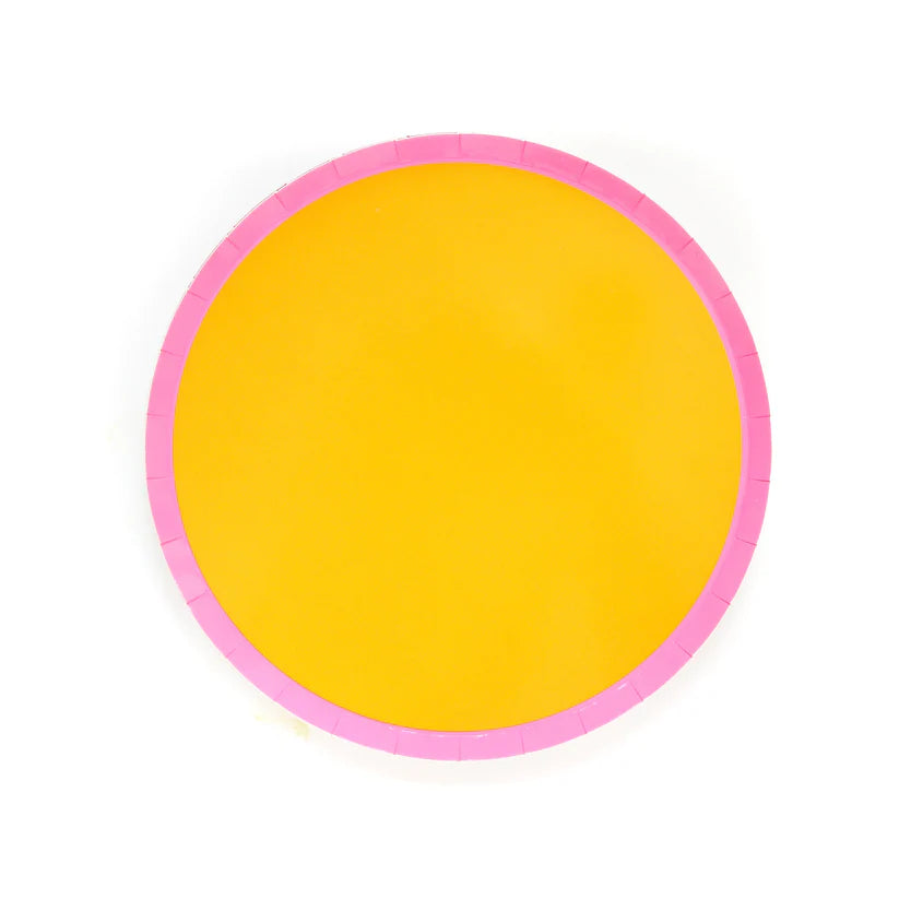 Yellow & Pink Color Blocked Paper Plate