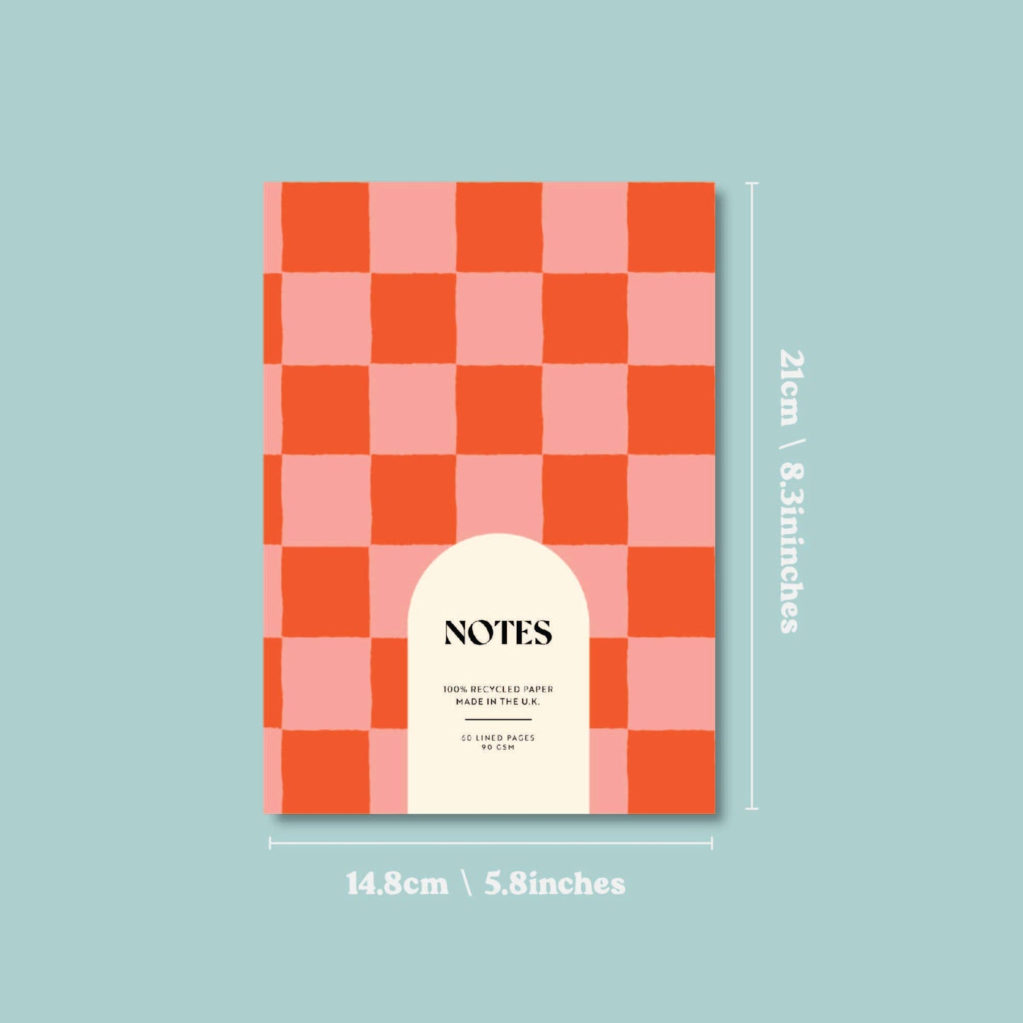 Peach & Cherry Check Notebook | Lined