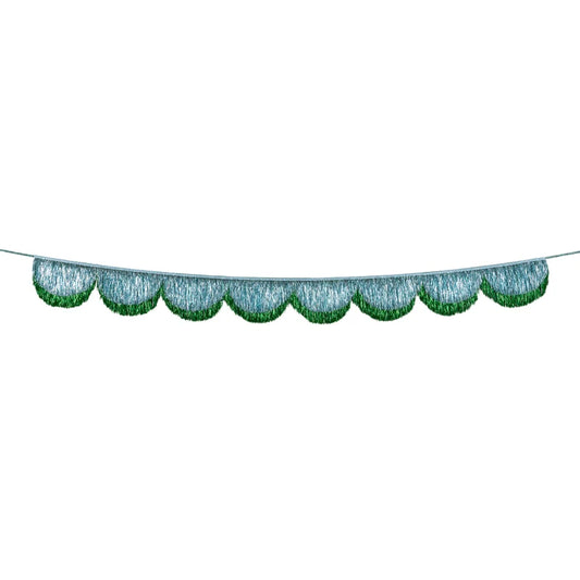 Blue Tinsel Scallop Garland