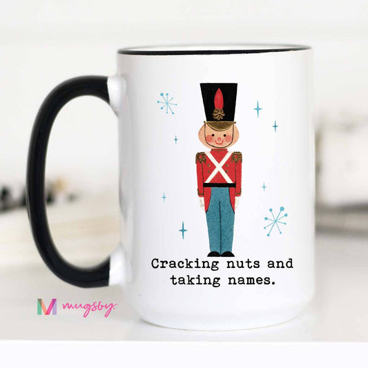 Vintage Funny Christmas Cracking Nuts Mug