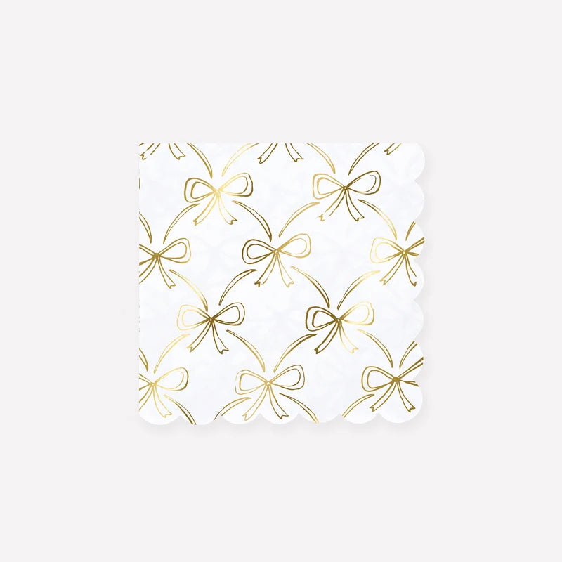 Gold Bow Cocktail Napkins