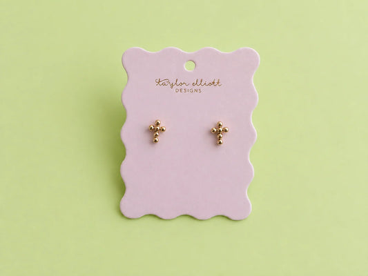 Mandy Gold Cross Earrings