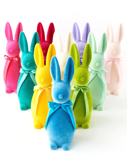 Flocked Button Nose Bunny- Medium