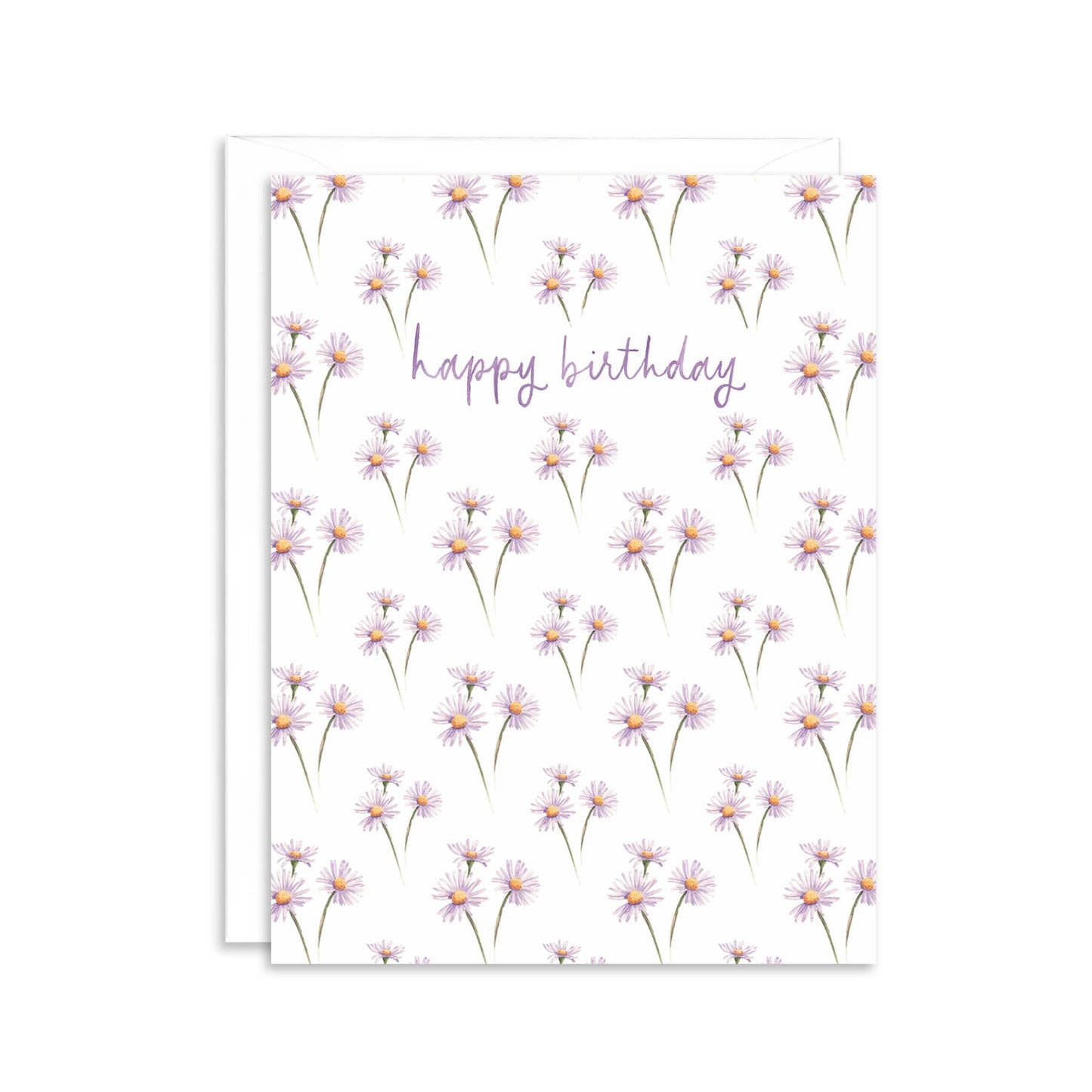 Happy Birthday Purple Floral Greeting Card