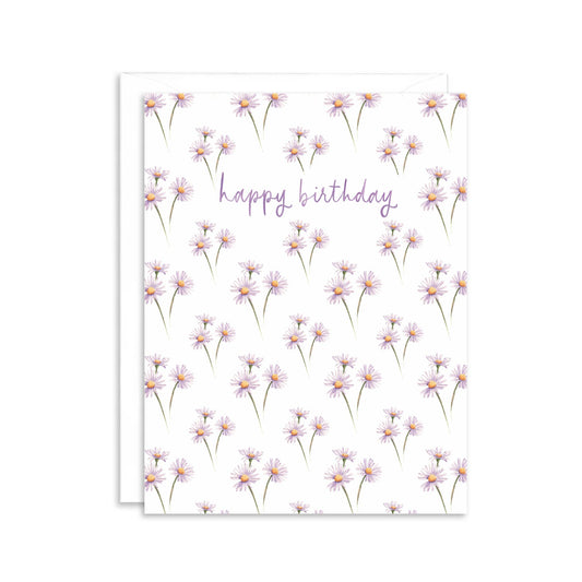 Happy Birthday Purple Floral Greeting Card