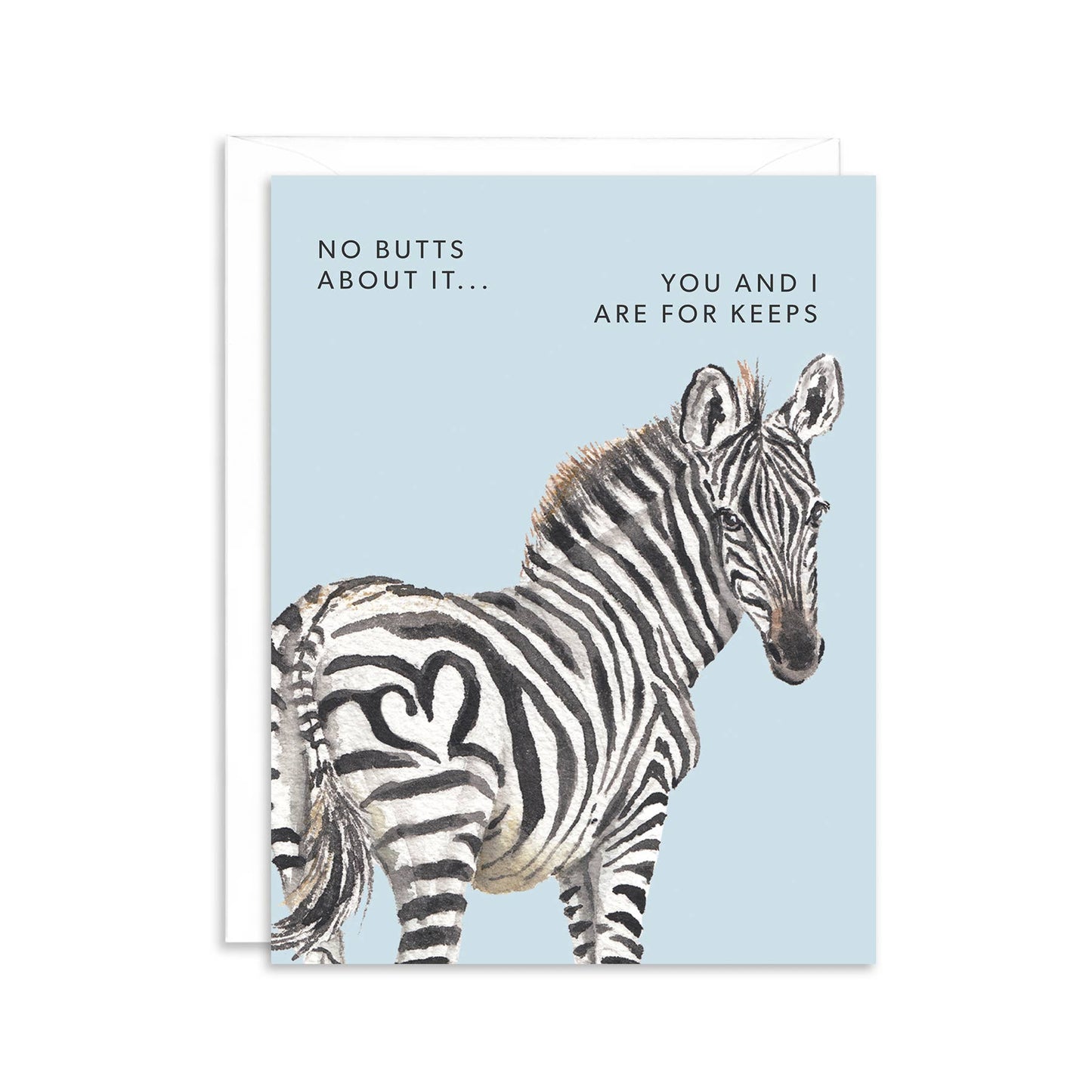 No Butts Zebra Watercolor Greeting Card