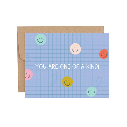 One Of A Kind Smiley Grid Friendship Greeting Card