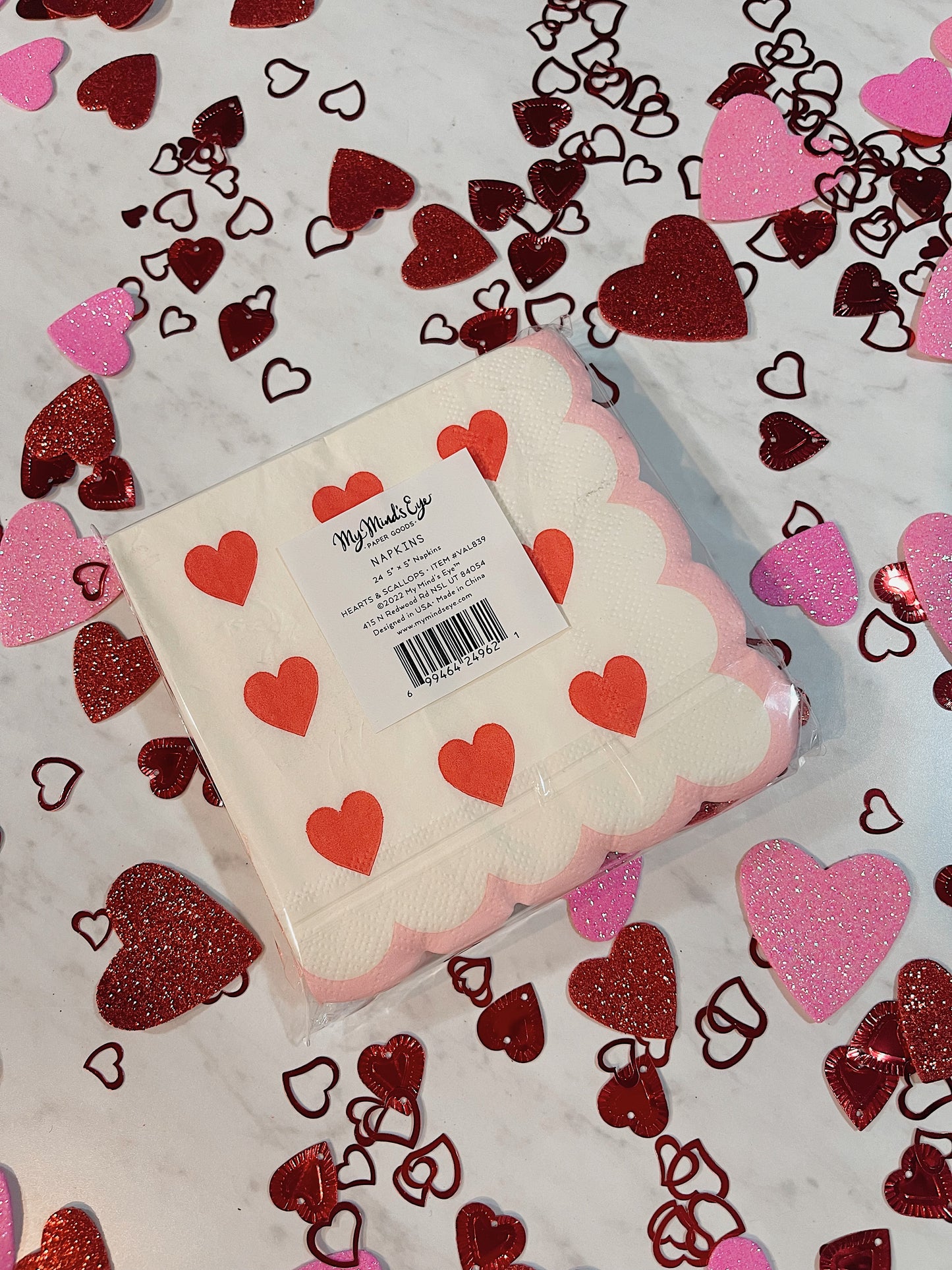 Hearts All Over Scalloped Cocktail Napkins